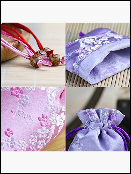 20 Silk Drawstring Bags Brocade Embroidered Jewelry Pouch Sachet Wallet Wedding main image 7